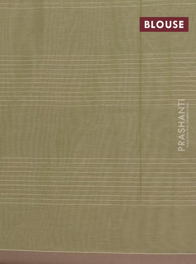 Nithyam cotton saree elaichi green with allover thread woven buttas and simple border