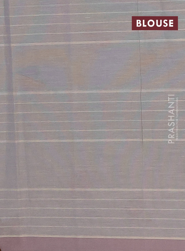 Nithyam cotton saree grey and sandal with allover thread woven stripes pattern & floral buttas and simple border