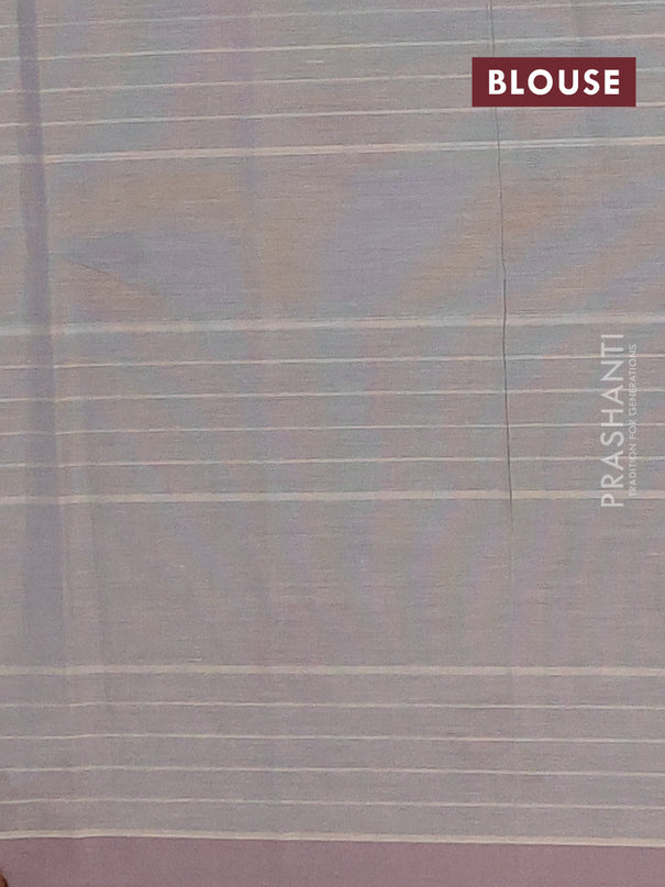 Nithyam cotton saree grey and sandal with allover thread woven stripes pattern & floral buttas and simple border