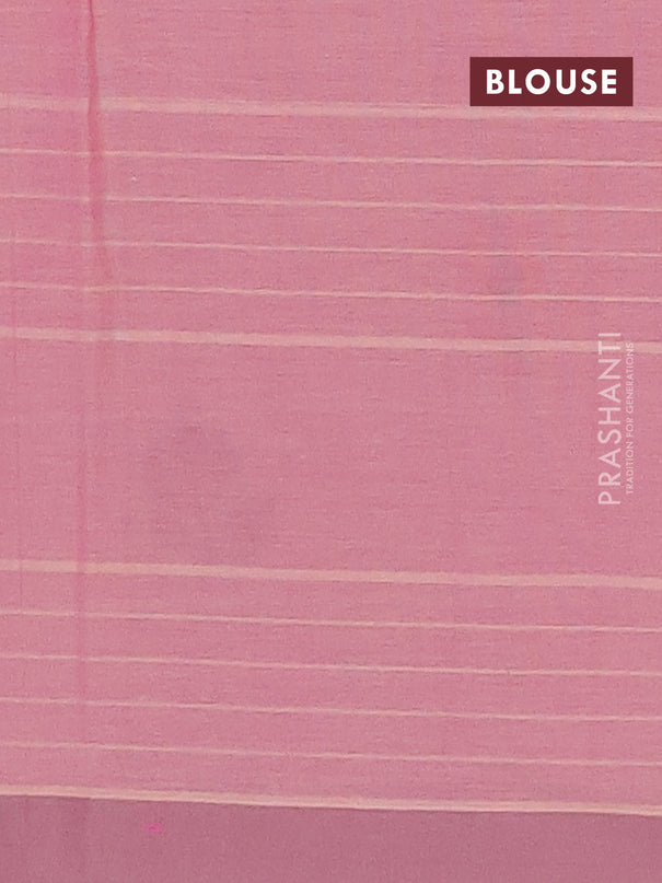 Nithyam cotton saree pink and sandal with allover thread woven stripes pattern & floral buttas and simple border