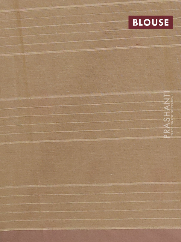 Nithyam cotton saree beige and sandal with allover thread woven stripes pattern & floral buttas and simple border