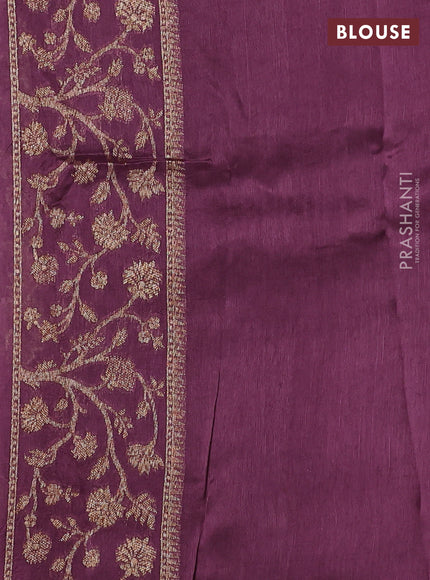 Banarasi raw silk saree jamun shade with allover thread & zari weaves and long woven border