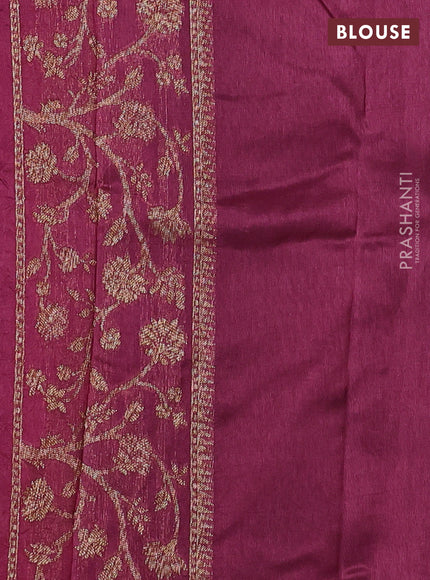 Banarasi raw silk saree wine shade with allover thread & zari weaves and long woven border
