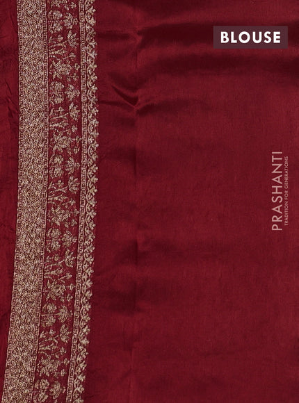 Banarasi raw silk saree maroon shade with thread & zari woven buttas and woven border