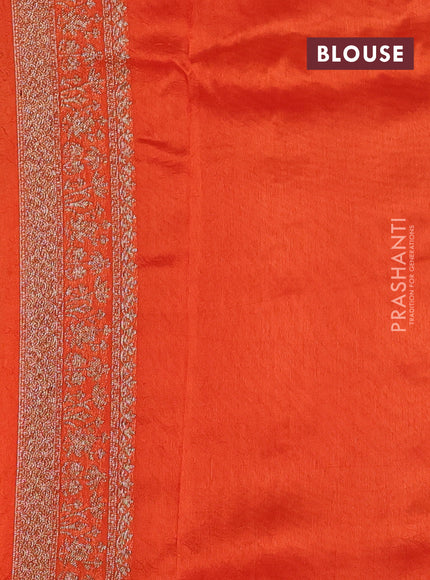 Banarasi raw silk saree orange with allover thread & zari weaves and woven border