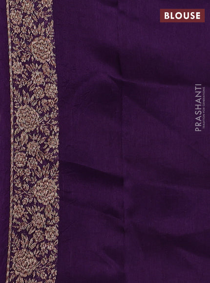 Banarasi raw silk saree violet with allover thread & zari weaves and woven border