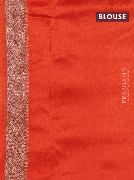 Banarasi raw silk saree orange with allover thread & zari weaves and long woven border
