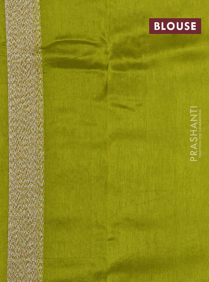 Banarasi raw silk saree mehendi green with allover thread & zari weaves and long woven border