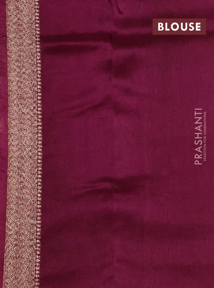 Banarasi raw silk saree wine shade with allover thread & zari weaves and woven border