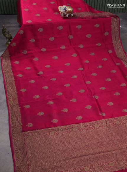 Banarasi raw silk saree pink with thread & zari woven buttas and woven border