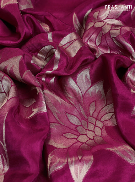 Banarasi art silk saree purple with allover floral zari woven brocade weaves and zari woven border
