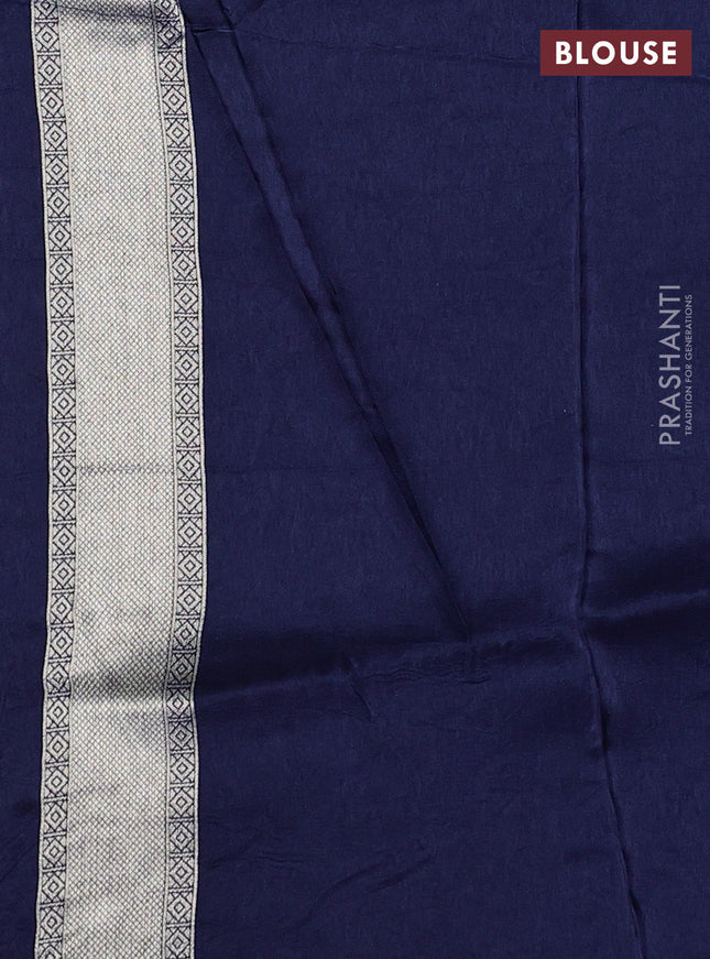 Banarasi art silk saree navy blue with allover floral zari woven brocade weaves and zari woven border