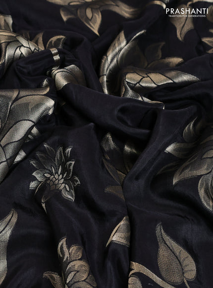 Banarasi art silk saree black with allover floral zari woven brocade weaves and zari woven border