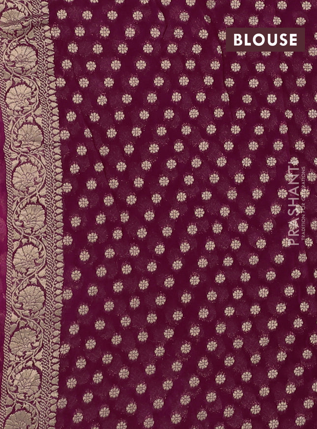 Banarasi semi georgette saree wine shade with allover zari woven buttas and zari woven border