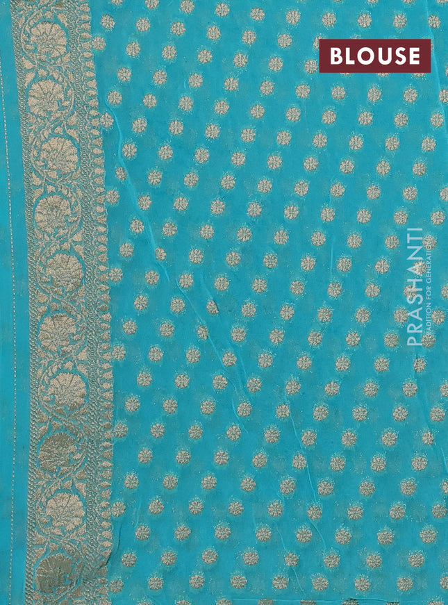 Banarasi semi georgette saree light blue with allover zari woven buttas and zari woven border