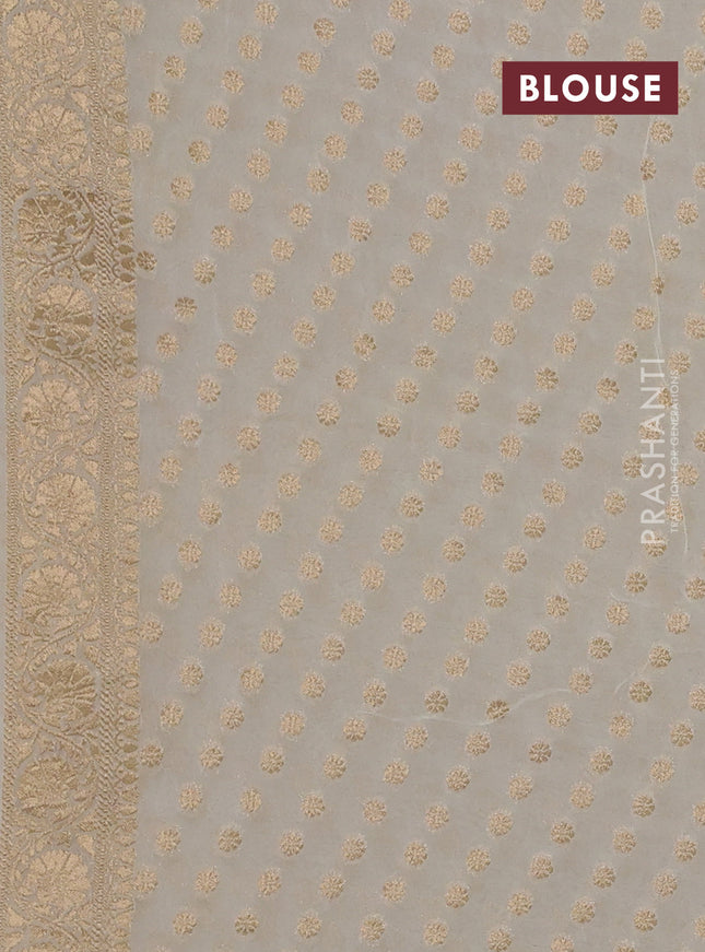Banarasi semi georgette saree off white with allover zari woven buttas and zari woven border