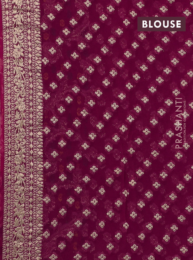 Banarasi semi georgette saree pink with allover zari weaves & bandhani thread buttas and zari woven border
