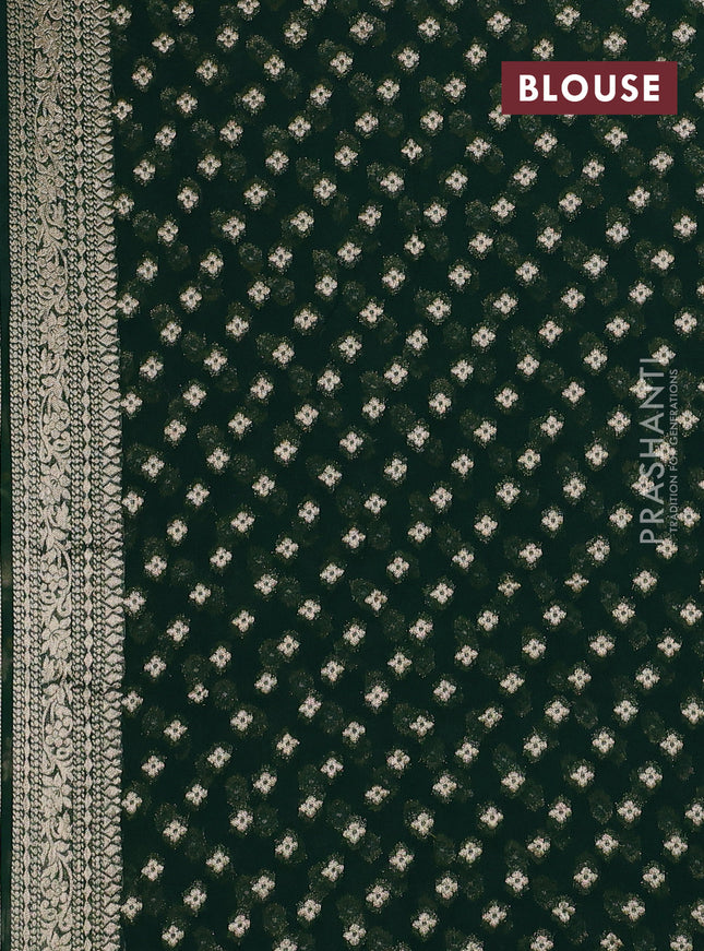 Banarasi semi georgette saree green with allover zari weaves & bandhani thread buttas and zari woven border
