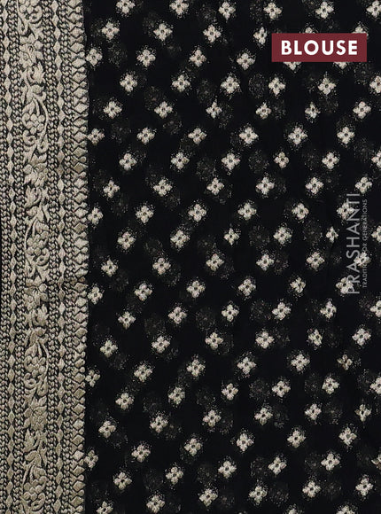 Banarasi semi georgette saree black with allover zari weaves & bandhani thread buttas and zari woven border