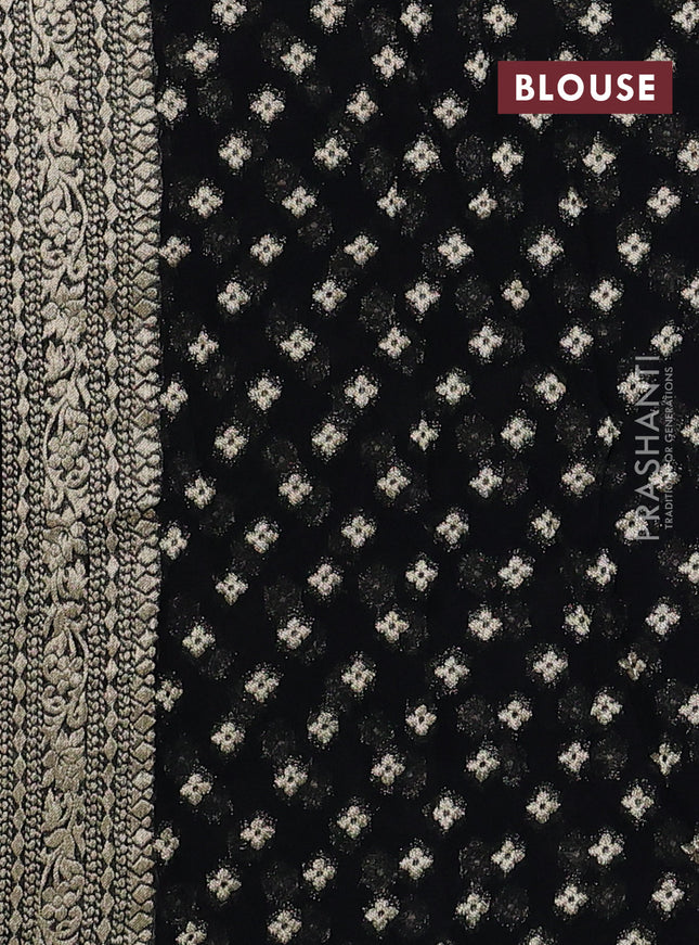 Banarasi semi georgette saree black with allover zari weaves & bandhani thread buttas and zari woven border