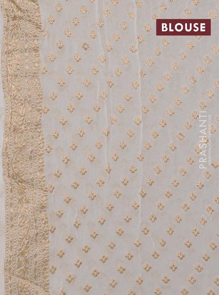 Banarasi semi georgette saree cream with allover zari weaves & bandhani thread buttas and zari woven border