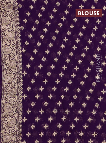 Banarasi semi georgette saree violet with allover floral zari buttas and zari woven border