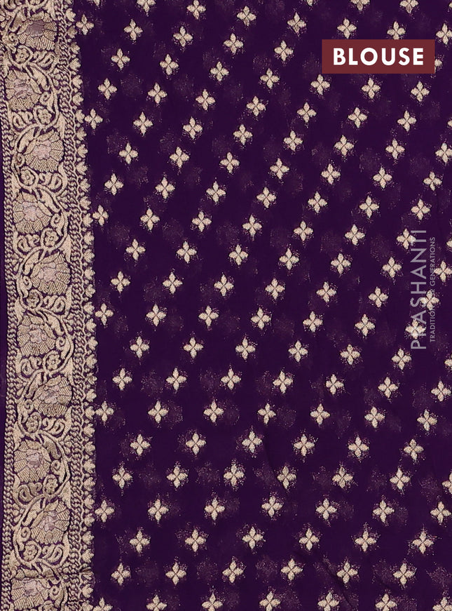 Banarasi semi georgette saree violet with allover floral zari buttas and zari woven border