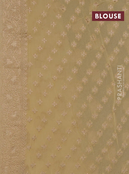 Banarasi semi georgette saree beige with allover floral zari buttas and zari woven border