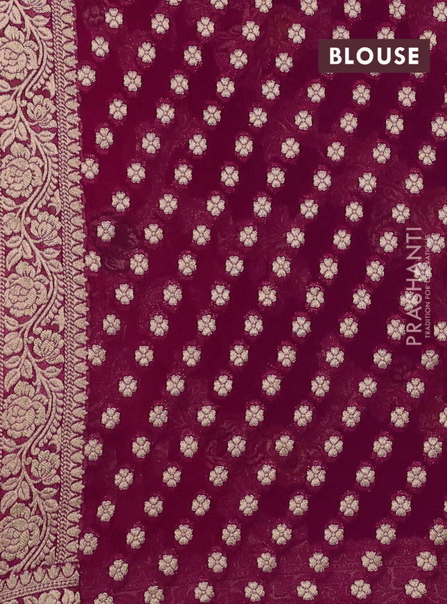 Banarasi semi georgette saree pink with allover thread & zari woven weaves and zari woven border