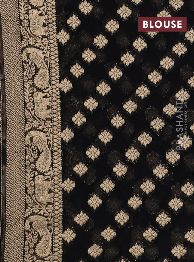 Banarasi semi georgette saree black with allover zari weaves & bandhani thread buttas and zari woven border