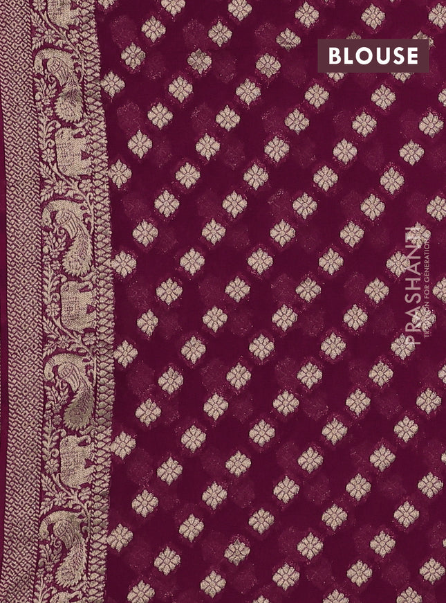 Banarasi semi georgette saree pink with allover zari weaves & bandhani thread buttas and zari woven border