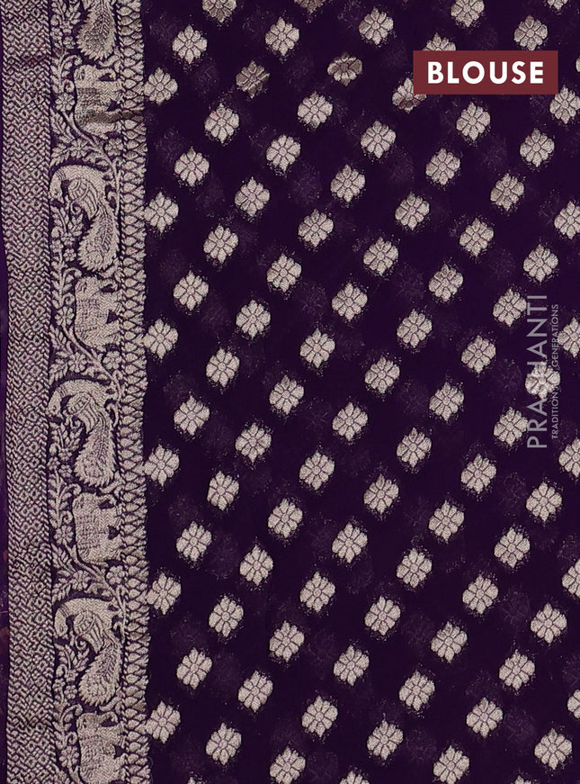 Banarasi semi georgette saree violet with allover zari weaves & bandhani thread buttas and zari woven border