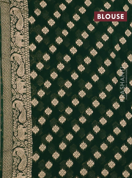 Banarasi semi georgette saree green with allover zari weaves & bandhani thread buttas and zari woven border