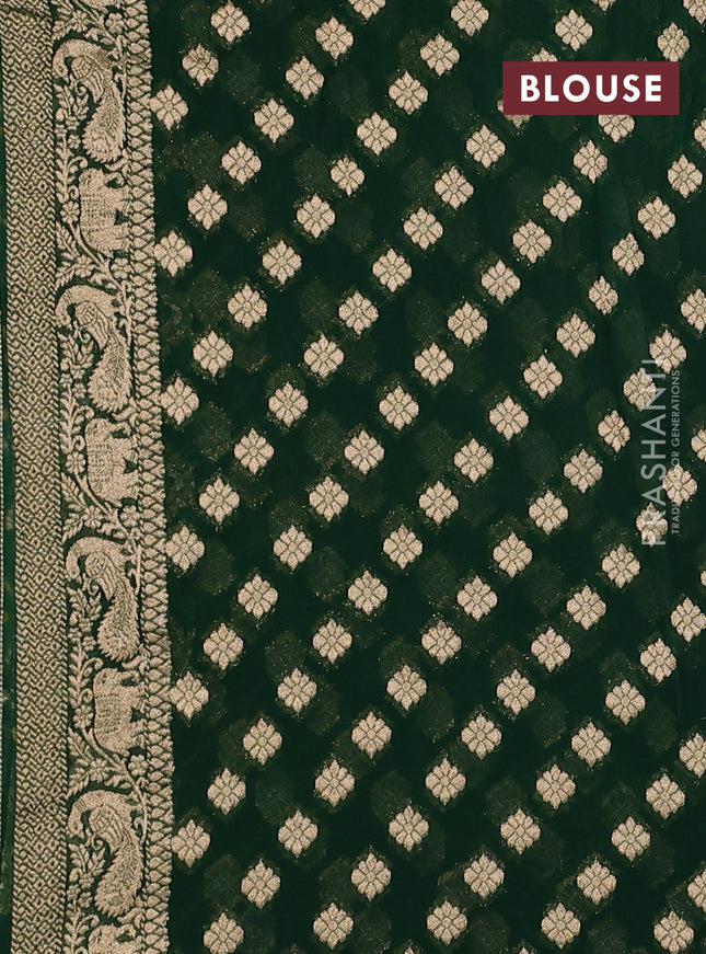 Banarasi semi georgette saree green with allover zari weaves & bandhani thread buttas and zari woven border