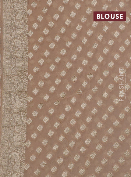 Banarasi semi georgette saree beige with allover zari weaves & bandhani thread buttas and zari woven border