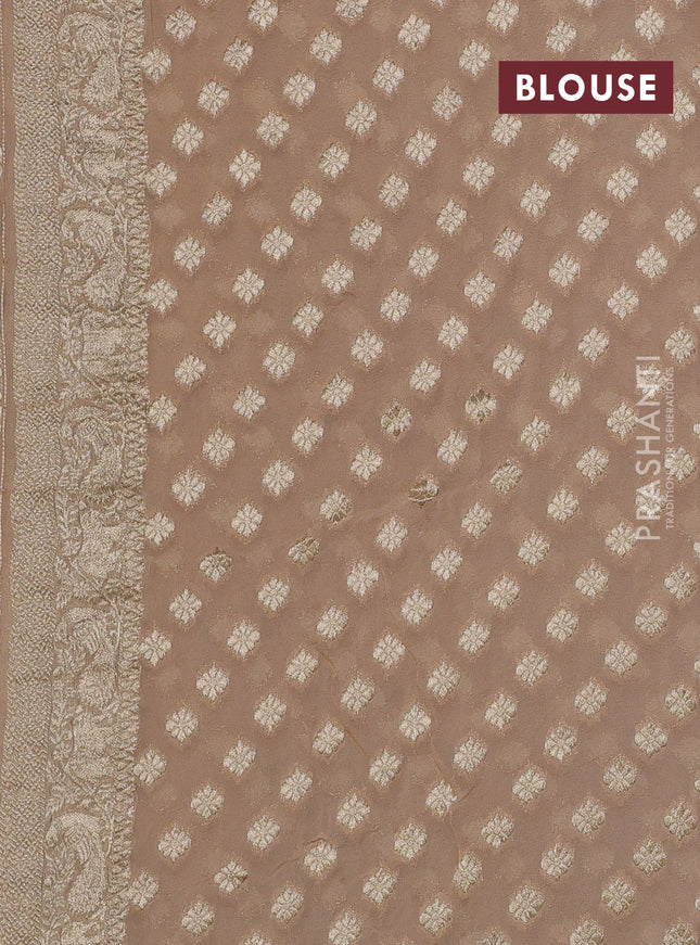 Banarasi semi georgette saree beige with allover zari weaves & bandhani thread buttas and zari woven border