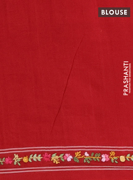 Ikat cotton saree navy blue and red with allover ikat weaves and kantha stitch work pallu