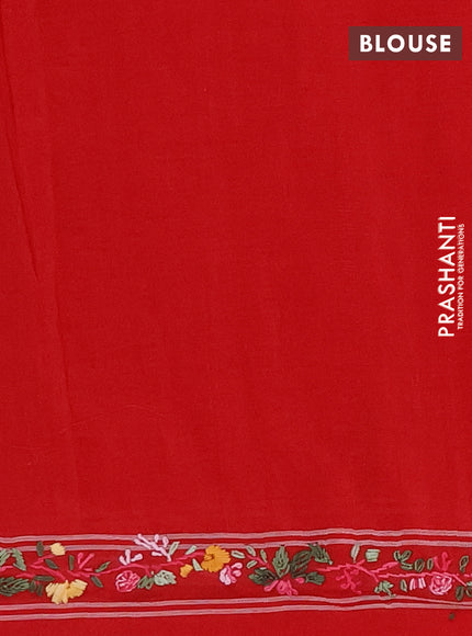 Ikat cotton saree navy blue and red with allover ikat weaves and kantha stitch work pallu