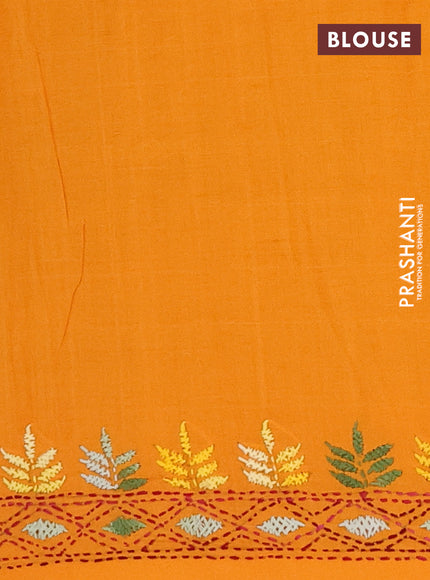 Ikat cotton saree black with allover ikat weaves & kantha stich work and ganga jamuna border