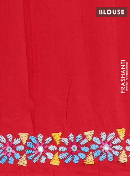 Ikat cotton saree off white and maroon with allover ikat weaves and kantha stitch work pallu