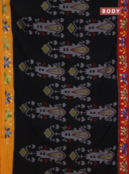 Ikat cotton saree black with allover ikat weaves and ganga jamuna border