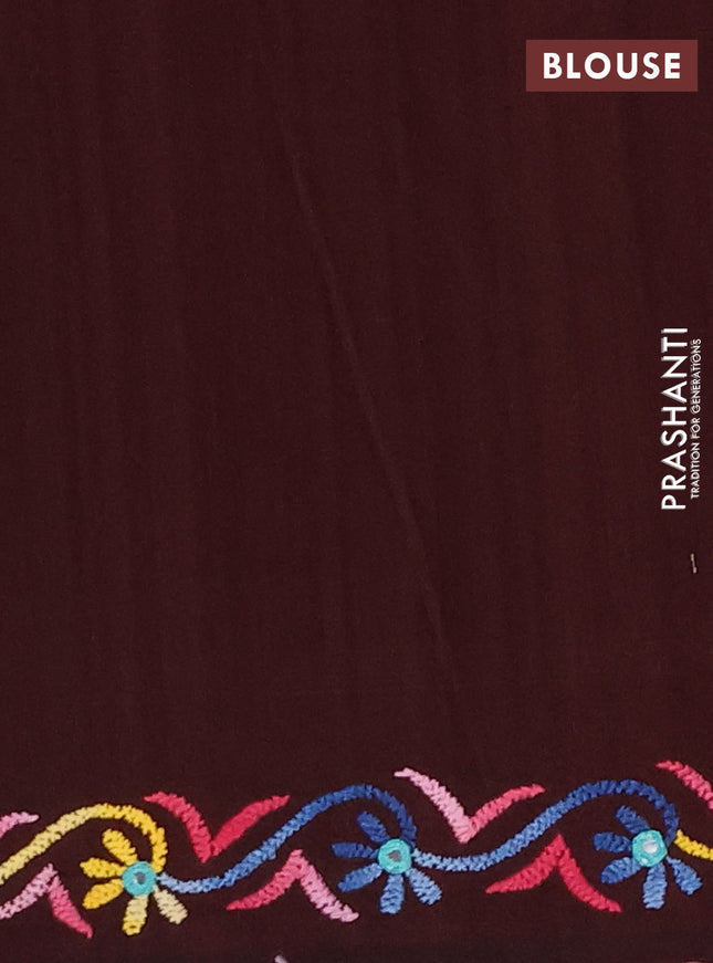 Ikat cotton saree deep maroon with allover ikat weaves and kantha stitch work pallu