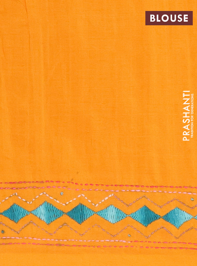 Ikat cotton saree grey with allover ikat weaves and ganga jamuna border