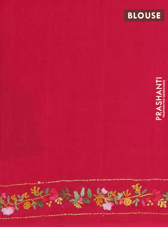 Ikat cotton saree mehendi green and pink with allover zigzag ikat weaves and ikat woven & kantha stitch work pallu