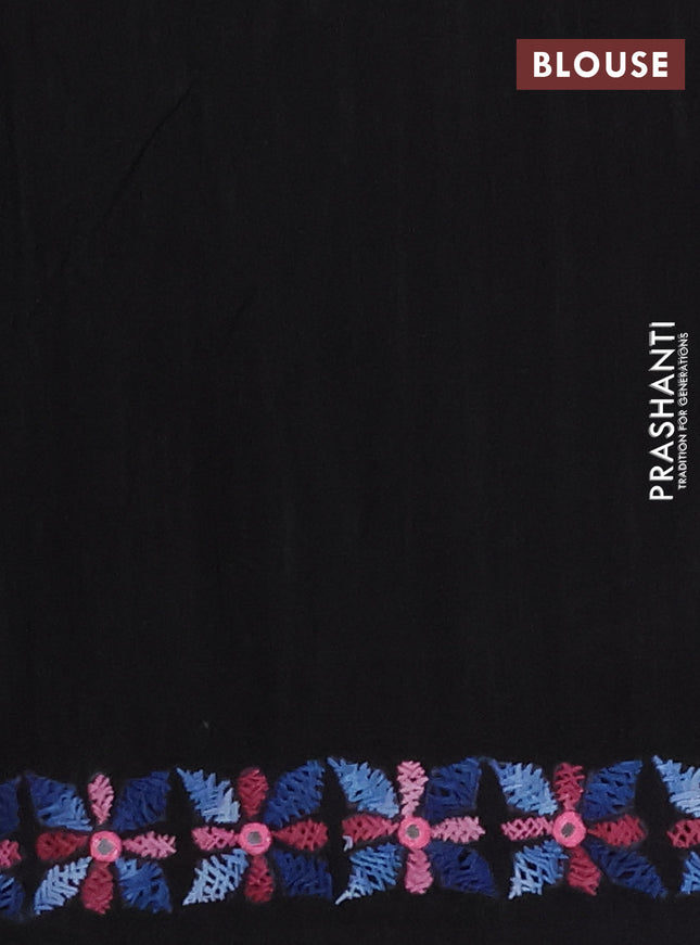 Ikat cotton saree off white and black with allover small checks pattern and ganga jamuna border