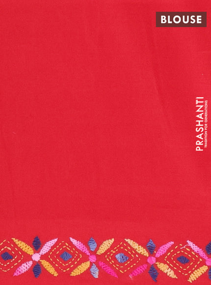 Ikat cotton saree mango yellow and cream maroon with allover ikat weaves and kantha stitch work pallu