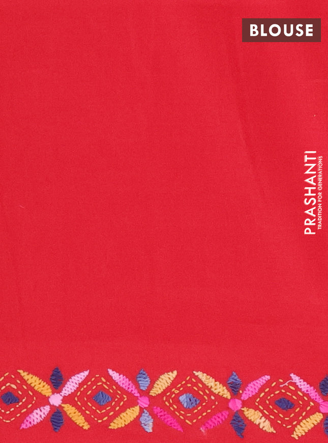 Ikat cotton saree mango yellow and cream maroon with allover ikat weaves and kantha stitch work pallu