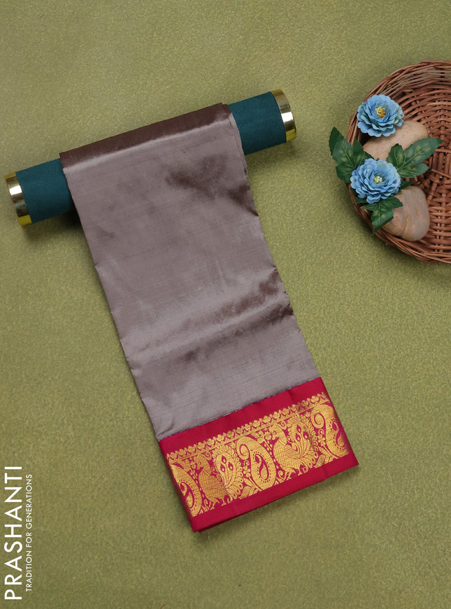 Pure silk unstitched kids lehenga grey and pink with plain body and zari woven border
