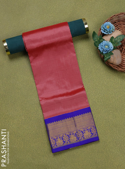 Pure silk unstitched kids lehenga pastel maroon and blue with plain body and zari woven border