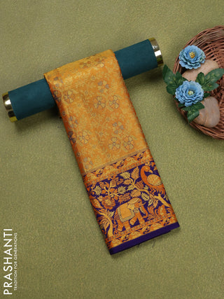 Pure silk tissue unstitched kids lehenga orange and violet with allover zari woven brocade weaves and rich zari woven border
